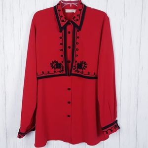 Red and black bolero western blouse